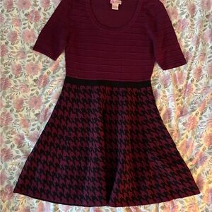 Candie's Burgundy and Black Sweater Dress
